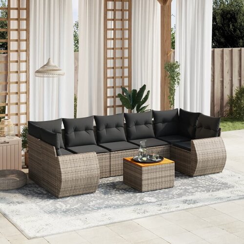vidaXL 8-dijelni set vrtnih sofa od poliratana s jastucima sivi Cijene