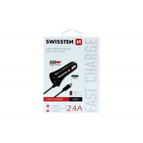 Swissten Auto punjac 1xUSB + TIP C kabl 2.4A Cene