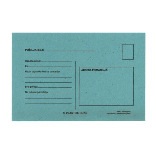  Koverta sa povratnicom plava Cijene