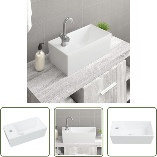 The Living Store Umivalnik bel 48x25x15 cm keramični - Umivalnik, (21744876) Slike