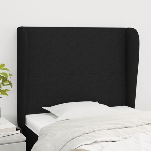  Uzglavlje s ušima crno 93x23x118/128 cm od tkanine Cene