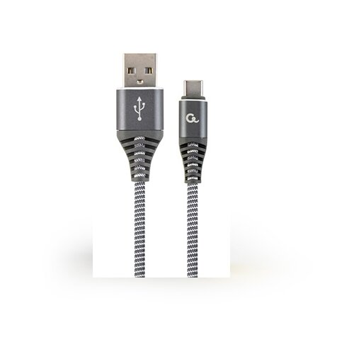  2.0 kabl Premium cotton braided Type-C charging and data cable, 1 m, spacegrey/white, GEMBIRD CC-2B-AMCM-1M-WB2 Cijene