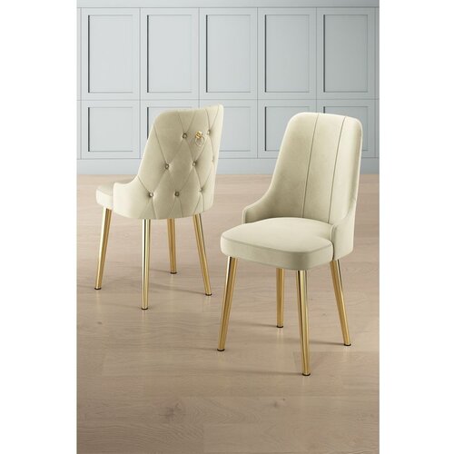 Hanah home Newa - Cream, Gold CreamGold Chair Set (4 Pieces) Cene
