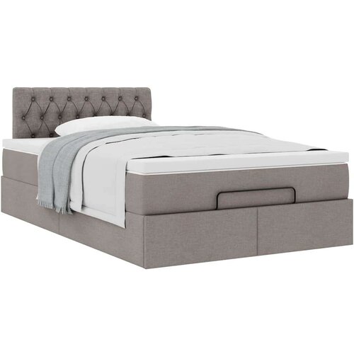 VidaXL otomanski okvir kreveta s madraca smeđesivi 120x190 cm tkanine Slike