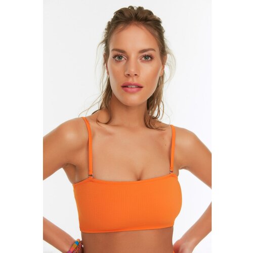 Trendyol Orange Textured Strapless Bikini Top Slike