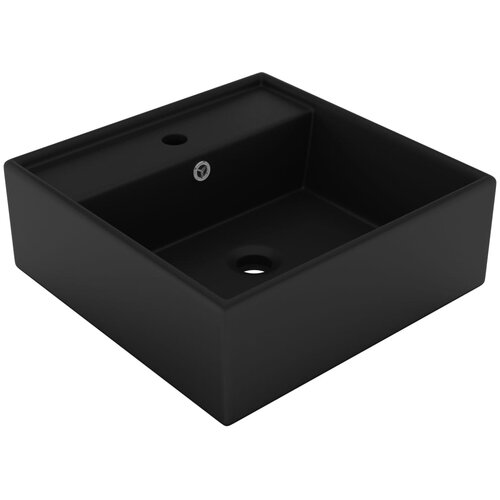 The Living Store Razkošen umivalnik kvadraten mat črn 41x41 cm keramika - Razkošen Umivalnik, (21750128) Cene