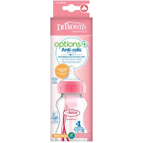 Dr.browns plastična fla&amp;scaron;ica Wide Neck Roze, 270ml 0m+ Slike