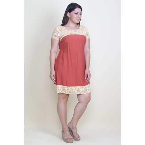Şans Women's Plus Size Colorful Waist Detailed Dress Cene
