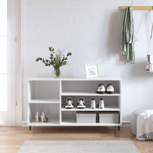VidaXL Omarica za čevlje visok sijaj bela 102x36x60 cm inženirski les Slike