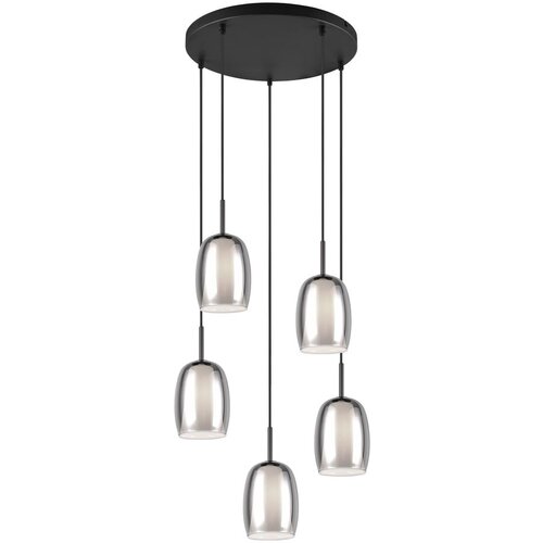 Trio Select Črna/srebrna viseča svetilka s steklenim senčnikom &amp;oslash; 48 cm Barret &amp;ndash; Slike
