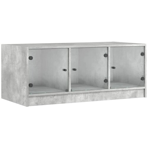 Maison Chic Klubska mizica - kavna mizica - Nizka mizica s steklenimi vrati betonsko siva 102x50x42 cm, (21753741) Cene