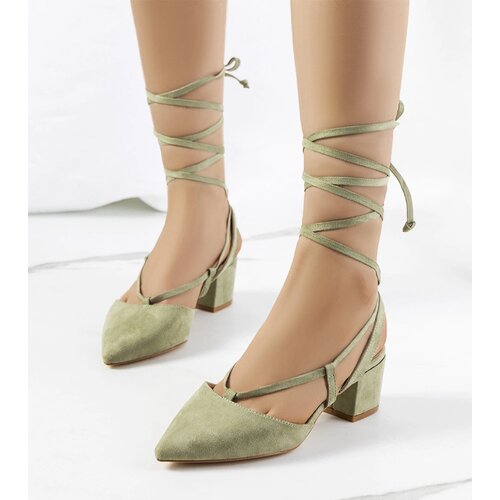 Gemre Green lace-up block heels Victoris Slike