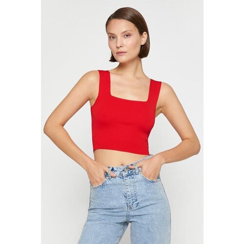 Koton Women&amp;#039;s Thick Strap Square Collar Crop Singlet 3wak30017ht Slike