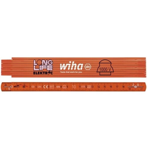 Wiha 42068 vde izolovani sklopivi metar longlife®, 2 m metrički, 10 segmenata, narandžasta Cene
