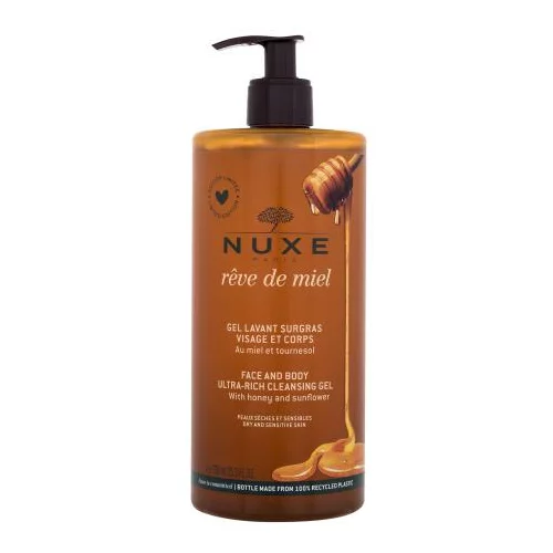 Nuxe Rêve de Miel Face And Body Ultra-Rich Cleansing Gel gel za prhanje za obraz in telo za mehkejšo kožo 750 ml za ženske