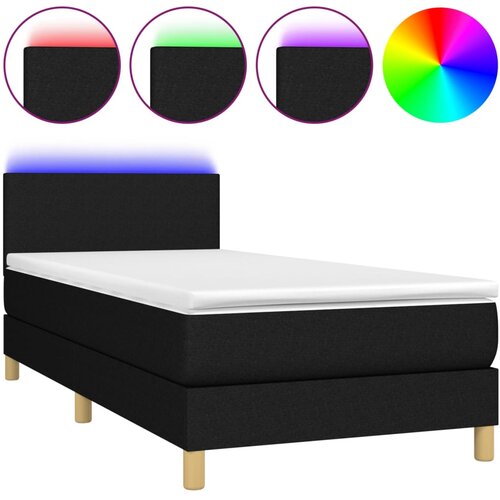 Maison Chic Box spring postelja - Vzmetna postelja z vzmetnico LED črna 80x200 cm blago SL2289, (21906029) Slike
