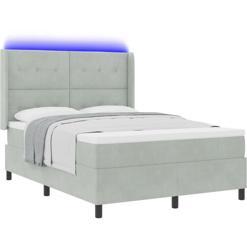 vidaXL kutni krevet s madracem i LED svjetlom svijetlosiva 160x200 cm baršun Cijene