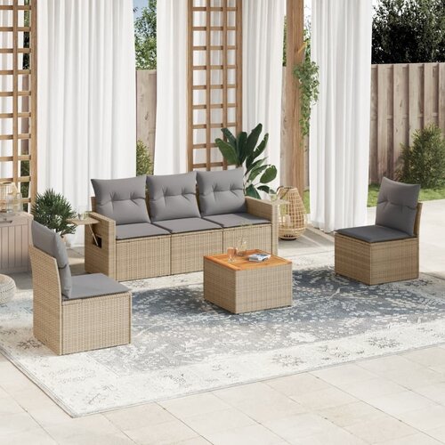 vidaXL 6-dijelni set vrtnih sofa s jastucima bež od poliratana Cijene