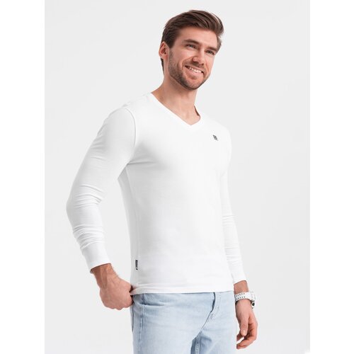 Ombre Set of 2x men's SLIM FIT longsleeve with logo and V-neck Cene