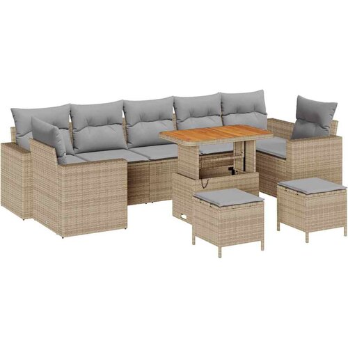  Sjedeća garnitura za vrt 10 kom. 9-Broj sjedala Bež 296 x 127,5 x 85 cm Slike