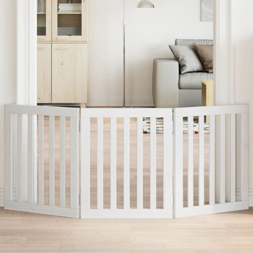 vidaXL Vrata za pse s 3 panela sklopiva bijela 150 cm od drva topole Cene