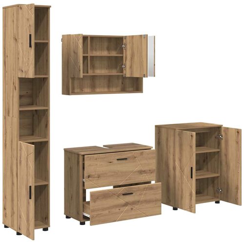  Set namje&amp;scaron;taja za kupaonicu 4 kom. Umjetnički hrast Smeđa 35 x 30 x 192 cm Slike