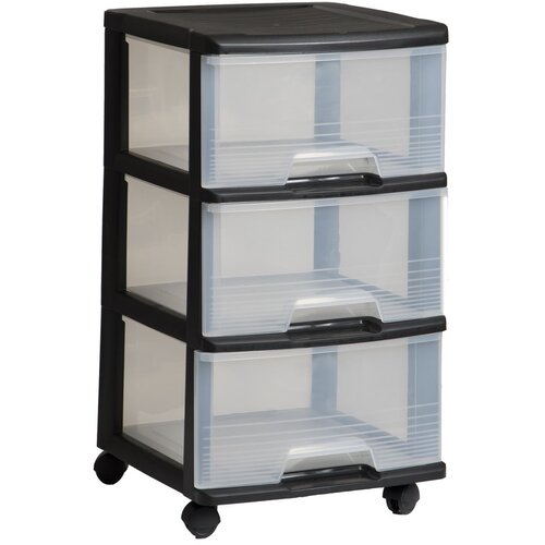 Curver Crni/prozirni plastični regal na kotačima 37x61 cm – Cijene