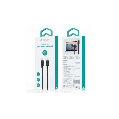 DEVIA kabl Smart Series Type-c na Type-c PD 1.5M 100w Crni Cene
