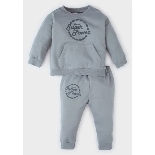 Defacto Baby Boy 2-Piece Set Crew Neck Printed Sweatshirt Elastic Waist Tracksuit Bottoms