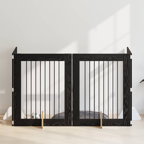  Vrata za pse s postoljem 4 pcs Crni hrast 80 x 100 cm Cene