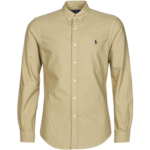 Polo Ralph Lauren Srajce z dolgimi rokavi CHEMISE CINTREE SLIM FIT EN OXFORD LEGER TYPE CHINO COL BOUTONNE Bež Slike