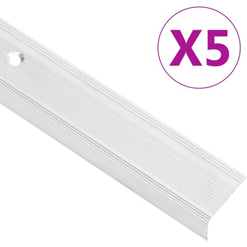 vidaXL Obroba za stopnice L-oblike 5 kosov aluminij 90 cm srebrna Cene