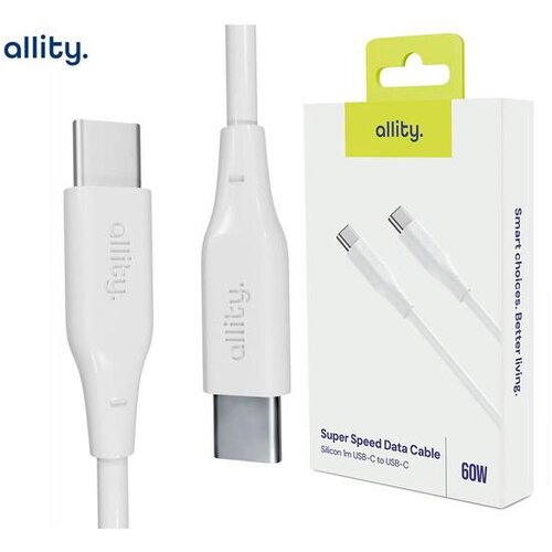 ALLITY kabel AUC-02, USB-C na USB-C, 60W, 1 m, bela Cene