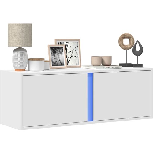 VidaXL Stenska TV omarica z LED lučkami bela 100x31x35 cm Slike