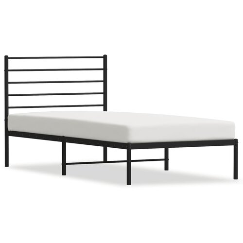 Maison Chic Kovinski Posteljni okvir - Enojna postelja - Postelja za odrasle z vzglavjem črn 107x203 cm, (21694111) Slike