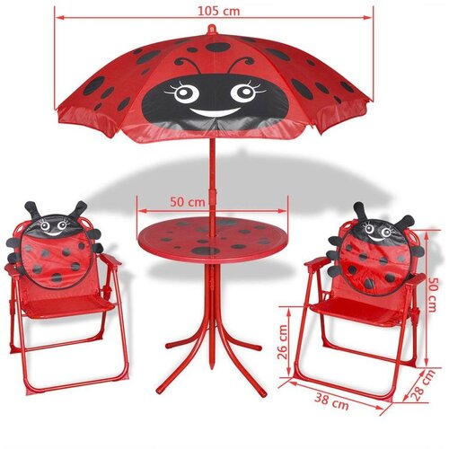  3-dijelni dječji vrtni vistro set sa suncobranom crveni Cijene