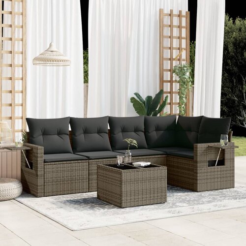 vidaXL 6-dijelni set vrtnih sofa od poliratana s jastucima sivi Cijene