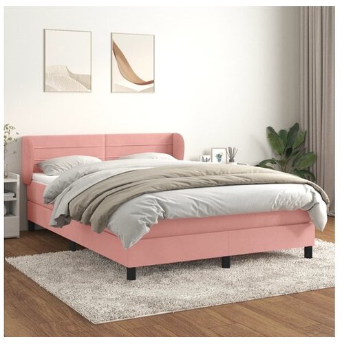  Box spring postelja z vzmetnico roza 140x200 cm žamet Cene