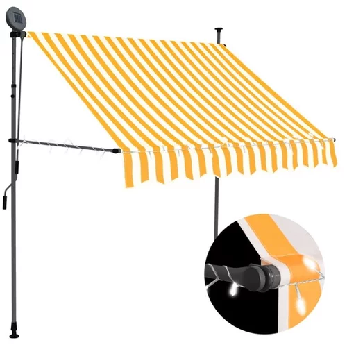  Ročno zložljiva tenda z LED lučmi 150 cm bela in oranžna