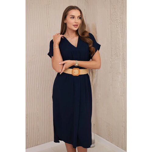 Kesi Włoski Dress with a decorative belt navy Cijene