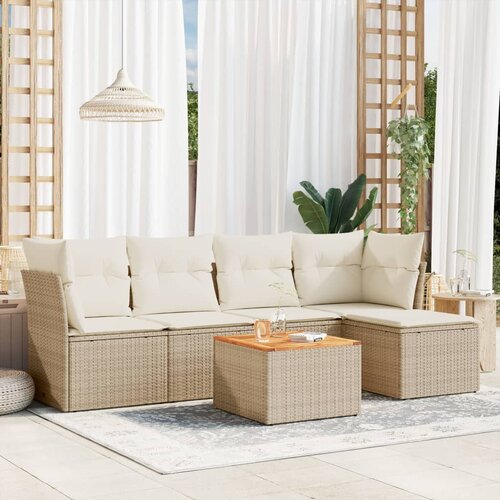 VidaXL 6-dijelni set vrtnih sofa s jastucima bež od poliratana Slike