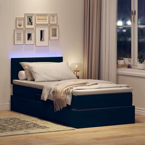  Krevet s prostorom za pohranu s LED-om Crna 100 x 200 cm Bar&amp;scaron;un Slike
