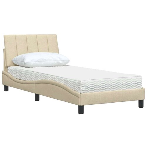  Krevet s madracem krem 80 x 200 cm od tkanine Slike