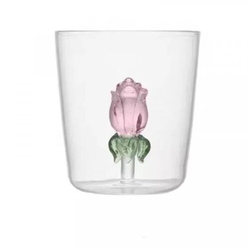 CUTE&amp;amp;COOL HOME staklena ča&amp;scaron;a sa ružom, 400ml Slike