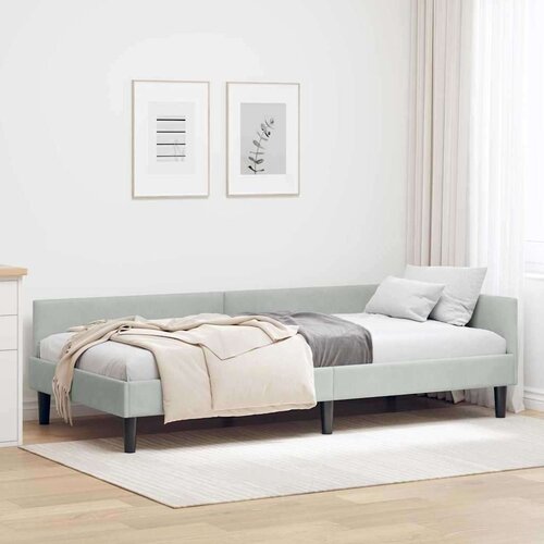 VidaXL krevetni okvir sa kutnim dizajnom svjetlosiva 90 x 200 cm Slike