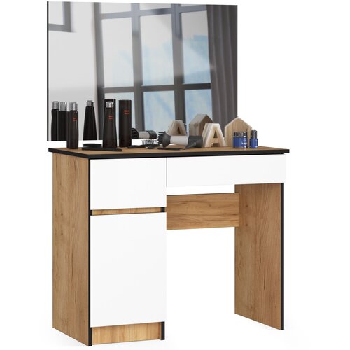 AKORD toaletni stol s ogledalom clp P-2/SL 900x600 leva hrastova obrt / bela, (21713495) Cene