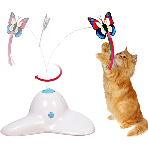 Dardanar Interaktivna igrača Cat Toys Butterfly Electric Rotating Cats z dvema nadomestnima metuljčkoma, (21198833)