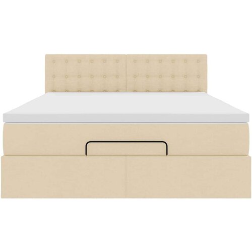  Otomanski krevet s madracem krem 140x190cm od tkanine Slike