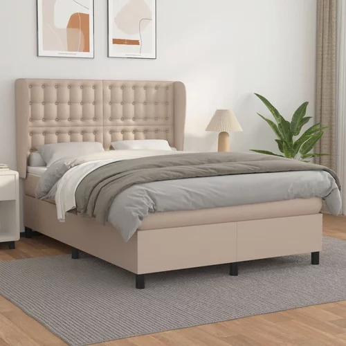  Krevet s oprugama i madrac cappuccino 140x190cm od umjetne kože