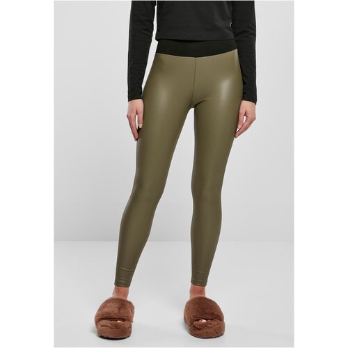 UC Curvy Ladies Faux Leather High Waist Leggings olive Slike